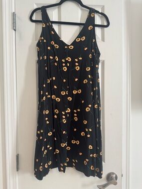 POPSUGAR Black Midi Dress with Yellow Floral Print